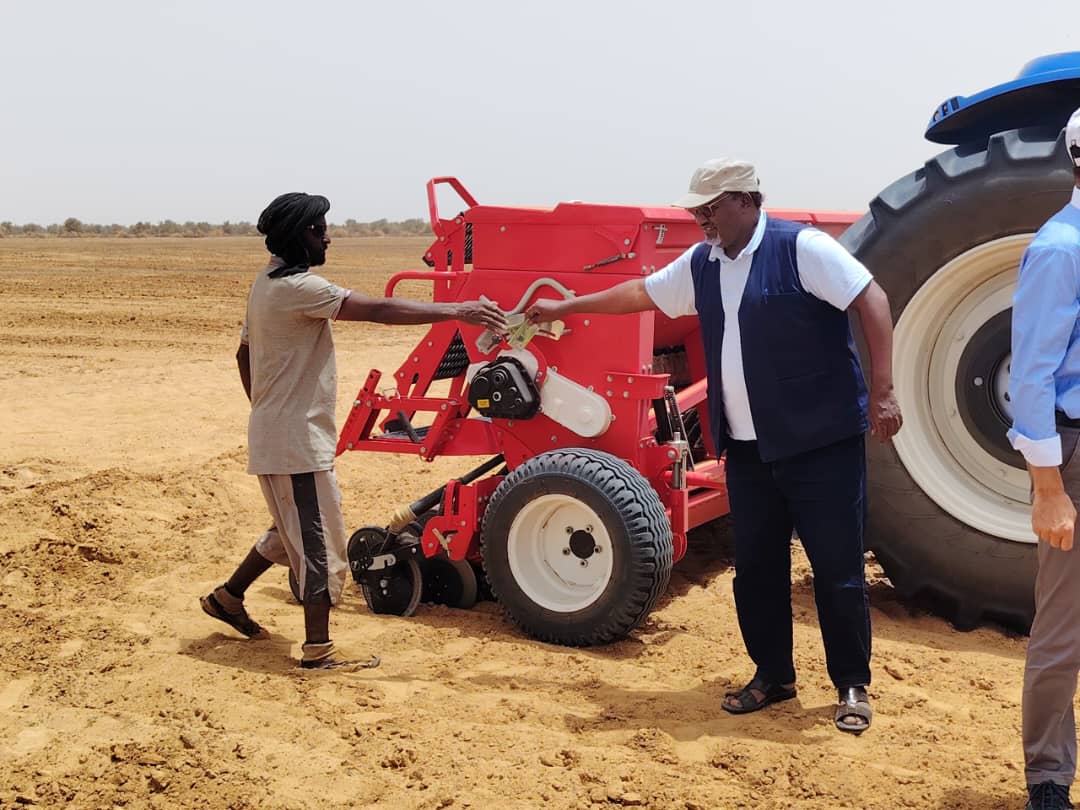 Seed drilling equipment in the field